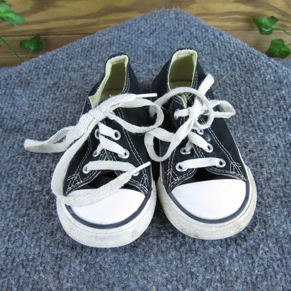 Converse Boys Sneaker Low Top Sz‎ T 6 Medium Black Fabric Lace Up